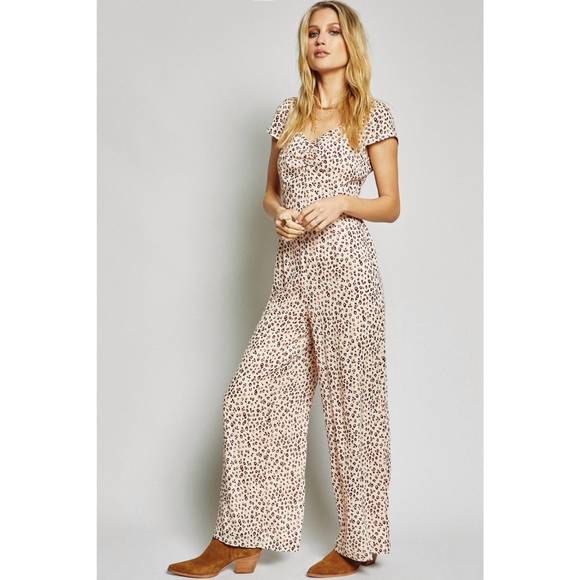 NEW SAGE THE LABEL rebel heart jumpsuit in mauve leopard print - Picture 3 of 3